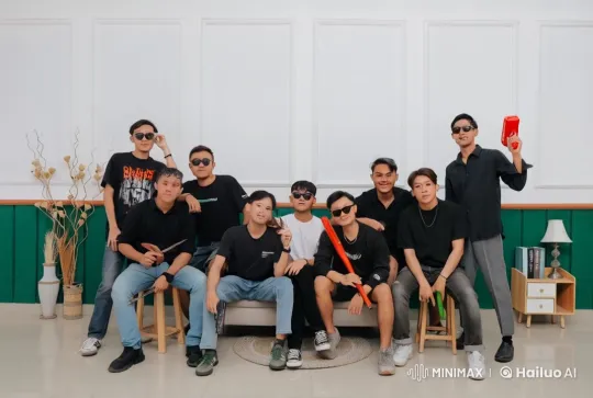Nine Individuals Perform Dynamic Kung Fu Routine – AI Generated Video | Hailuo AI