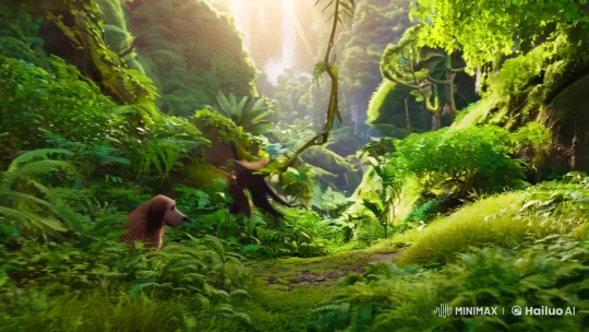 Monkey and Dog: Harmony in Nature's Splendor – AI Generated Video | Hailuo AI