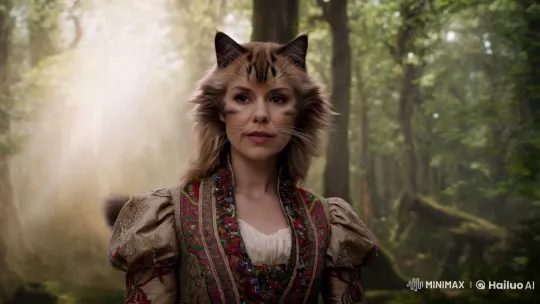 Enchanted Forest Scene with Feline Human Hybrid – AI Generated Video | Hailuo AI