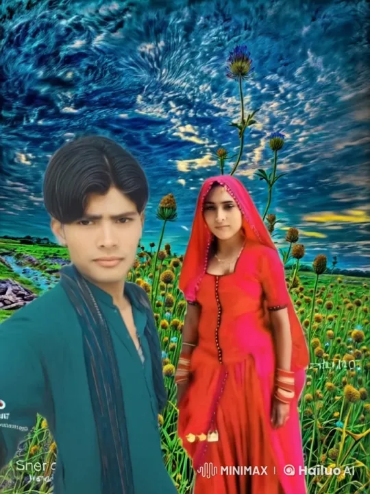Indian Couple Embraces in Vibrant Landscape – AI Generated Video | Hailuo AI