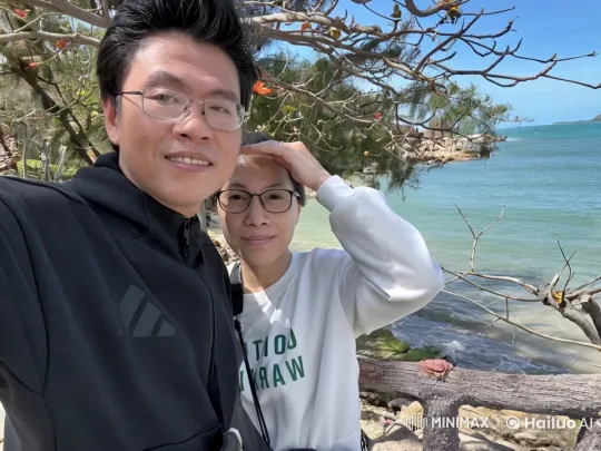 Friends Enjoy Beach Kungfu with Scenic Backdrop – AI Generated Video | Hailuo AI