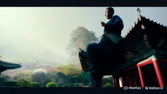 Martial Artist's Graceful Jump Kick in Aesthetic Film Scene – AI Generated Video | Hailuo AI
