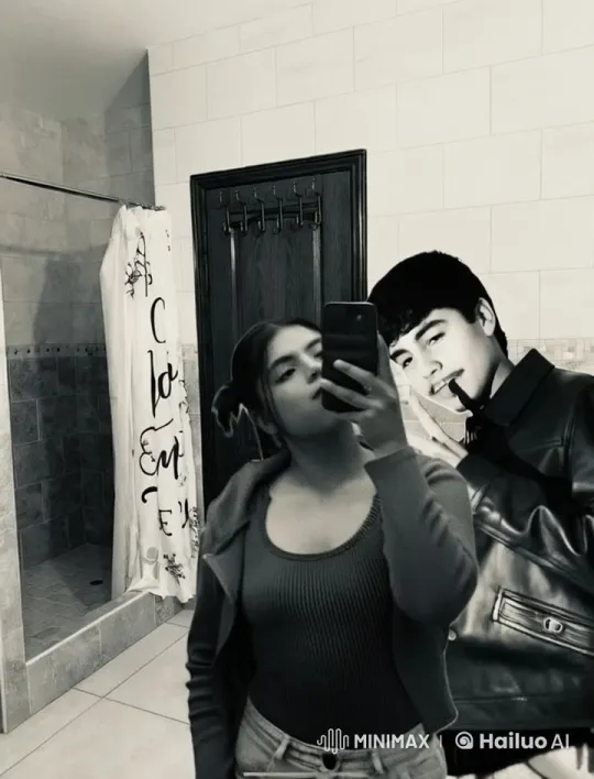 Affectionate Moment in Monochrome Bathroom – AI Generated Video | Hailuo AI
