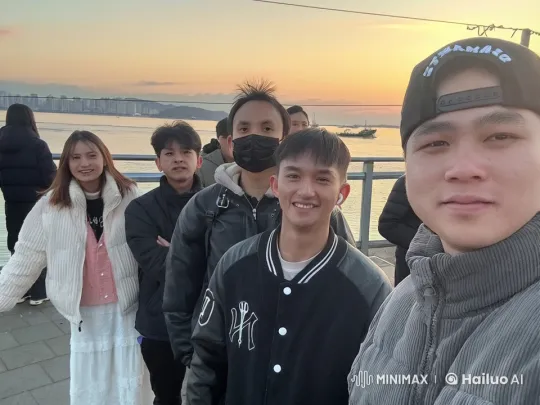Friends Display Kung Fu Skills at Sunset Pier – AI Generated Video | Hailuo AI