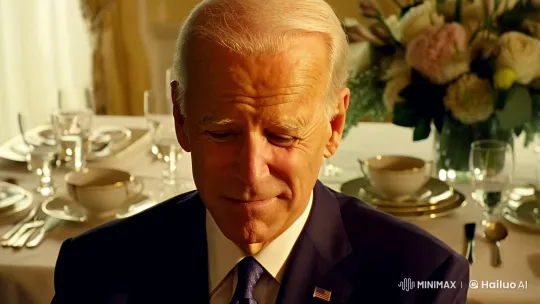 President Biden's Intimate Dining Scene Captured in High Aesthetic Clip – AI Generated Video | Hailuo AI
