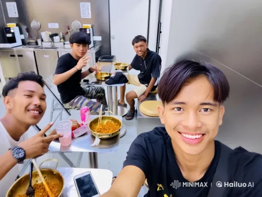 Young Men Enjoy Playful Kung Fu Fight in Cafeteria – AI Generated Video | Hailuo AI