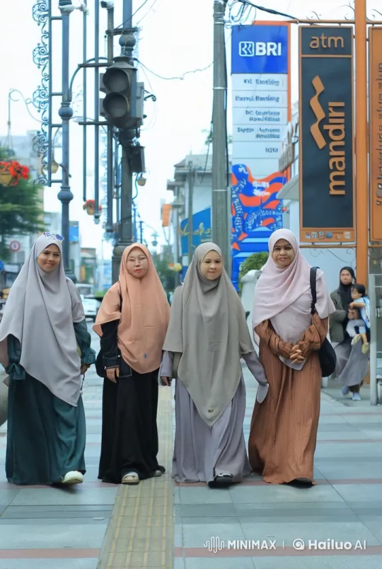 Urban Acrobatics: Hijab-Wearing Women's Graceful Defense Moves on City Street – AI Generated Video | Hailuo AI