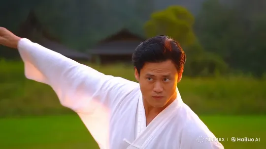 Martial Artist Practices Kung Fu at Sunset – AI Generated Video | Hailuo AI