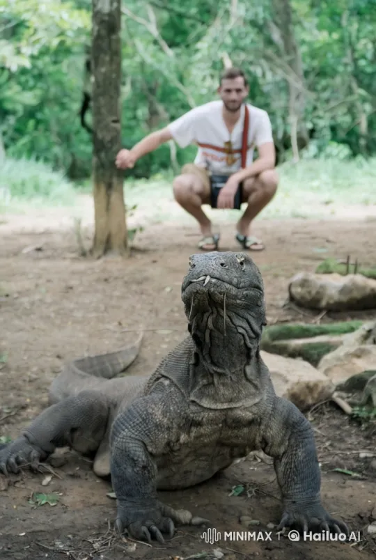 Komodo Dragon Hunting Simulation in Lush Forest – AI Generated Video | Hailuo AI