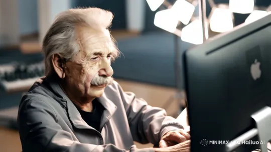 Elderly Creator Crafting Content in Modern Studio – AI Generated Video | Hailuo AI