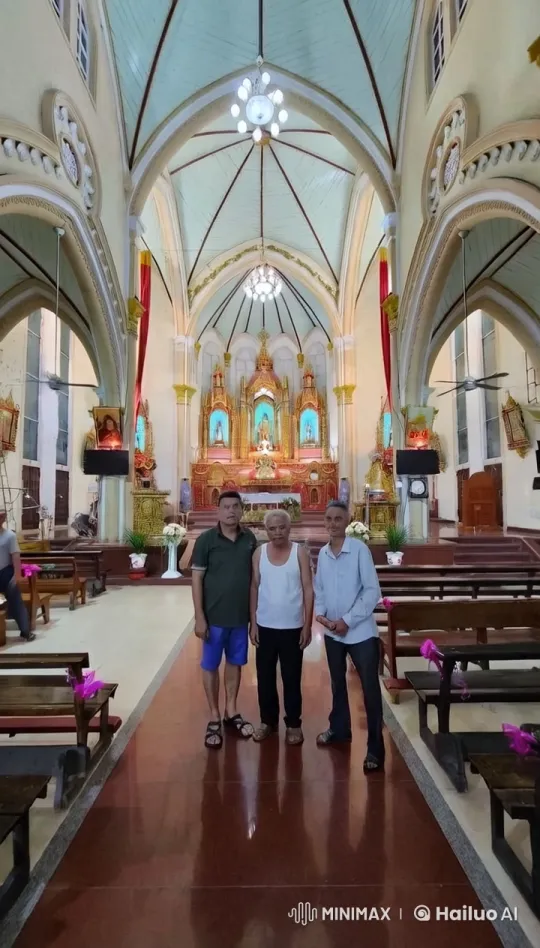 Casual Men Stand in Grand Church Interior – AI Generated Video | Hailuo AI