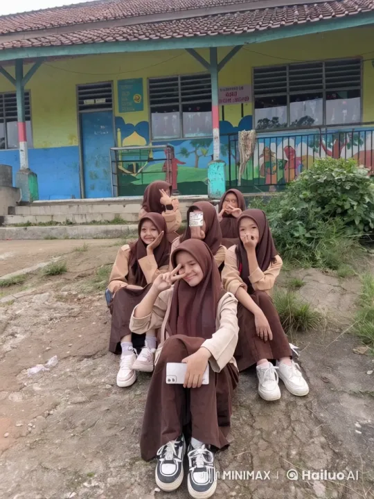 Schoolgirls' Playful Fight in Front of School Building – AI Generated Video | Hailuo AI