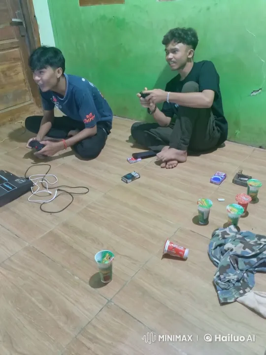 Young Gamers Intensely Play Martial Arts Game – AI Generated Video | Hailuo AI