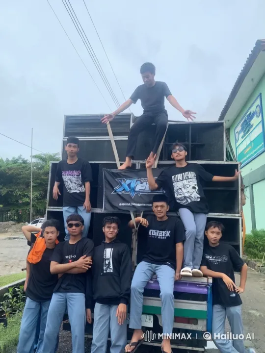 Young Group Showcases Kung Fu Skills Around Loudspeakers – AI Generated Video | Hailuo AI
