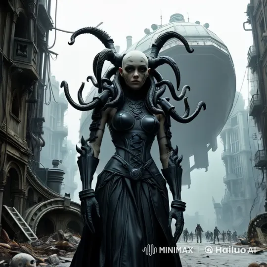 Armored Woman in Dystopian Cityscape – AI Generated Video | Hailuo AI