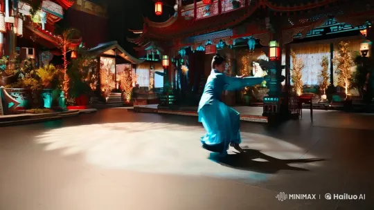Martial Artist Performs Kumpu Kick in Artistic Set – AI Generated Video | Hailuo AI