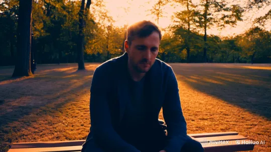 Man Finds Renewal at Twilight in Serene Park Scene – AI Generated Video | Hailuo AI