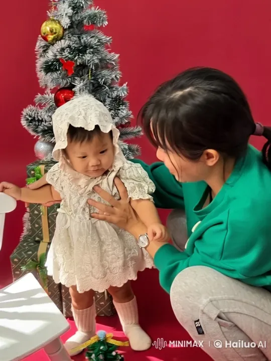 Christmas Tree Scene: Little Girl's Energetic Kung Fu Display – AI Generated Video | Hailuo AI