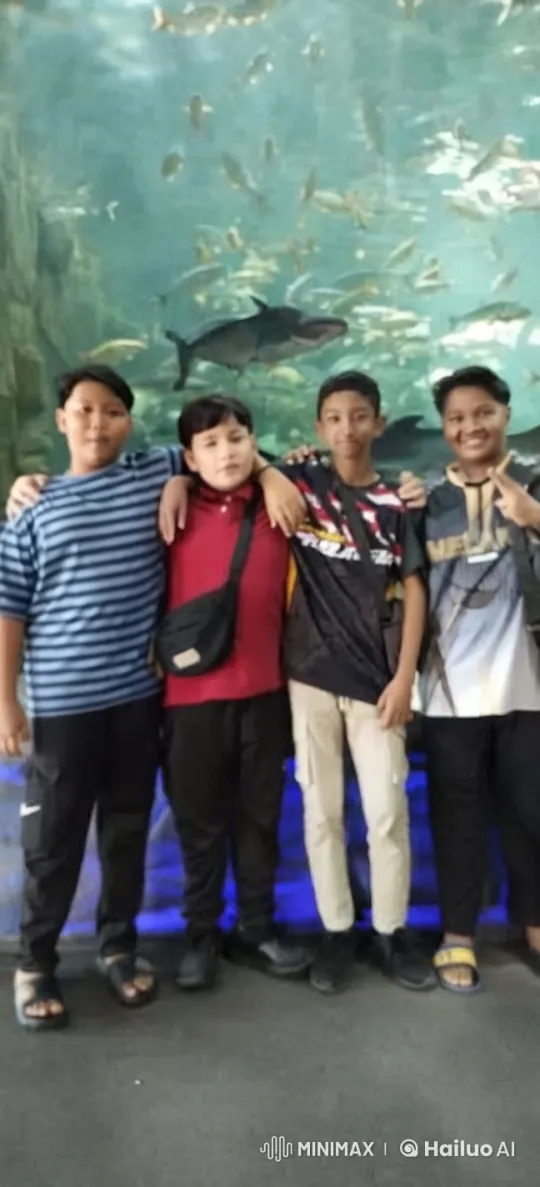 Boys Playfully Fight in Aquarium Setting – AI Generated Video | Hailuo AI