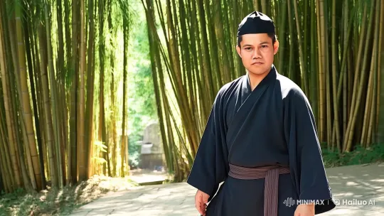 Kung Fu Master Practicing in Bamboo Forest – AI Generated Video | Hailuo AI