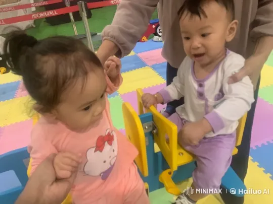 Toddlers Playfully Mimic Kung Fu in Colorful Play Area – AI Generated Video | Hailuo AI