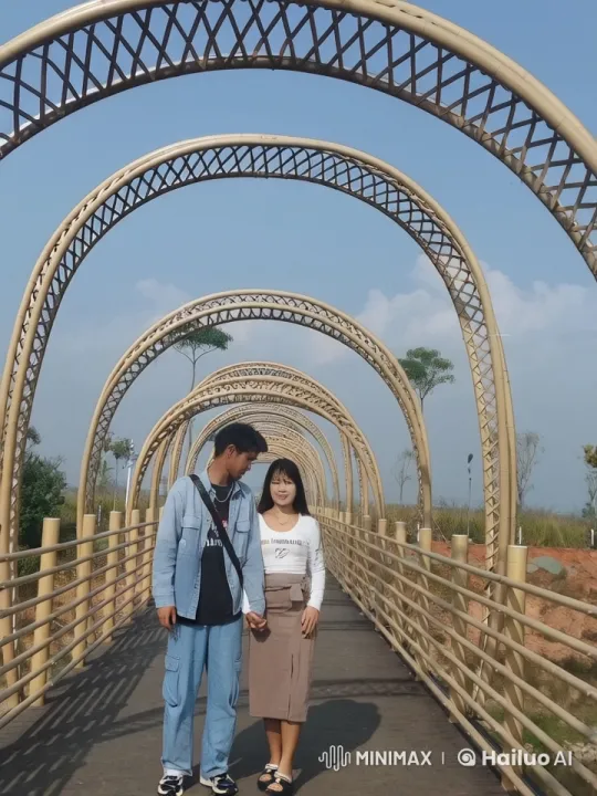 Couple Practicing Kung Fu on Scenic Bridge – AI Generated Video | Hailuo AI
