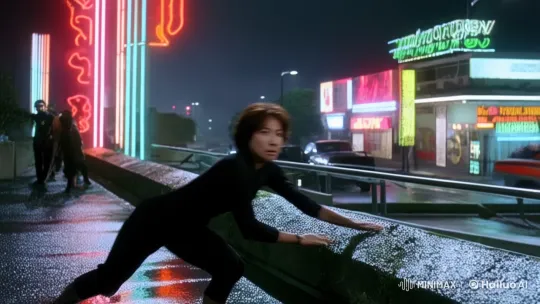 Japanese Protagonist Evades Pursuers in Dynamic Rooftop Chase – AI Generated Video | Hailuo AI