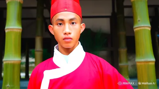 Young Martial Artist in Traditional Red Outfit Demonstrates Mastery – AI Generated Video | Hailuo AI