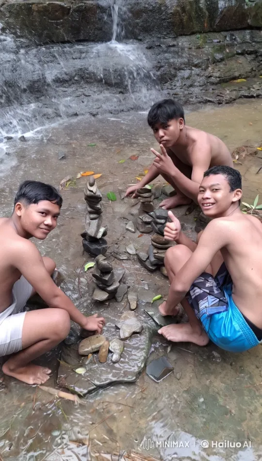 Young Men Balance Rocks, Perform Kungfu by Waterfall – AI Generated Video | Hailuo AI