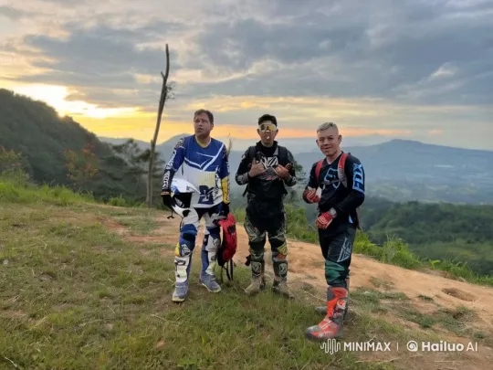 Motocross Riders Enjoy Sunset on Hilltop – AI Generated Video | Hailuo AI