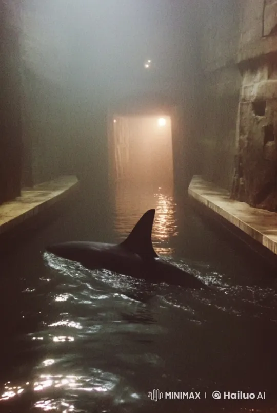 Shark's Journey Through Ancient, Mysterious Waterway – AI Generated Video | Hailuo AI