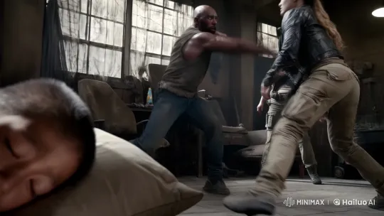 Boy Sleeps as Fierce Fight Rages in Background – AI Generated Video | Hailuo AI