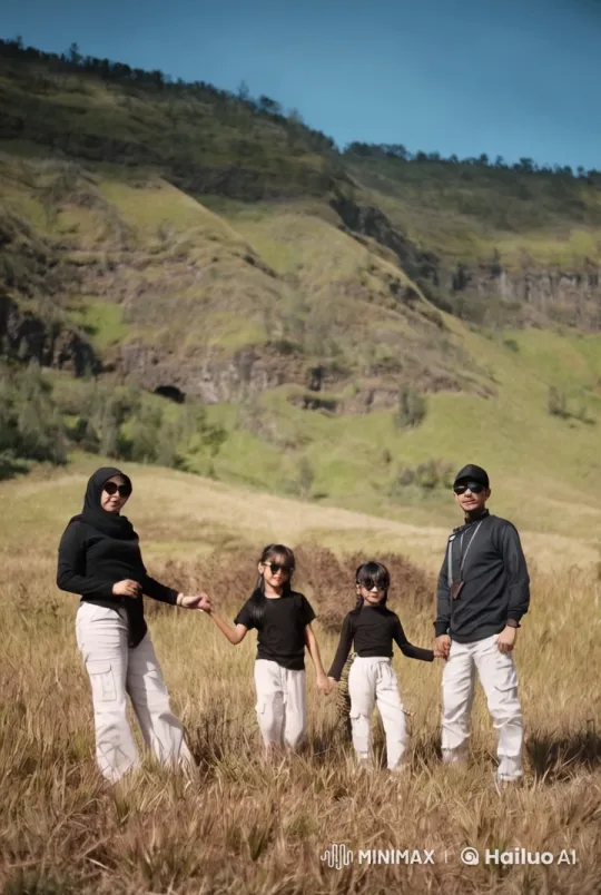 Family Practices Kungfu in Scenic Grassland – AI Generated Video | Hailuo AI