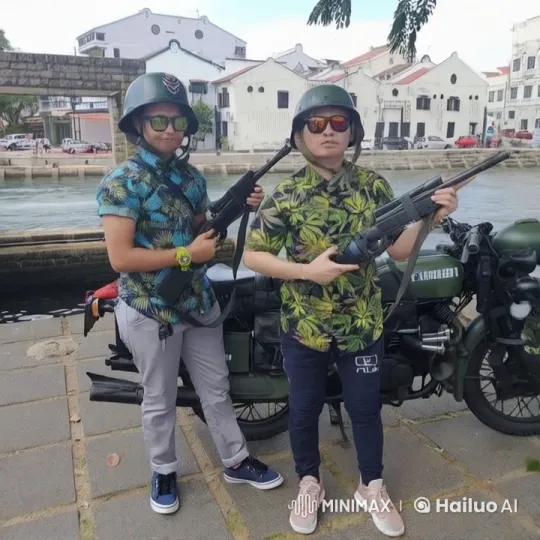 Kungfu Duo in Historical Cityscape with Guns – AI Generated Video | Hailuo AI