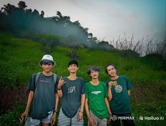 Young Men Playfully Fighting on a Hillside – AI Generated Video | Hailuo AI