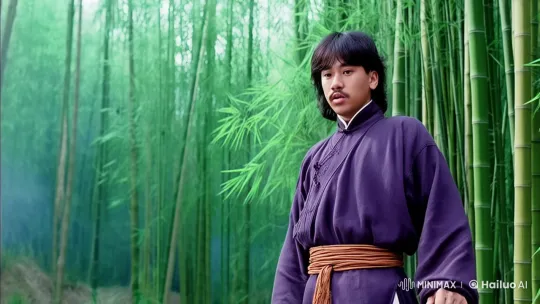 Martial Artist Demonstrates Mastery in Bamboo Forest – AI Generated Video | Hailuo AI