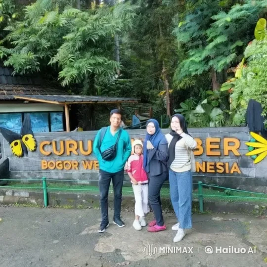 Family Performs Kungfu at Curug Nangka Waterfall – AI Generated Video | Hailuo AI