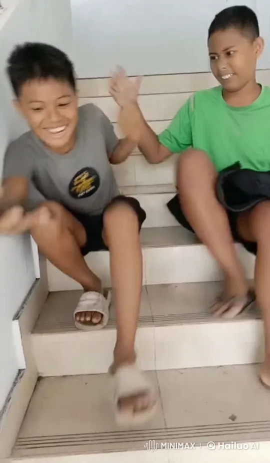 Boys Display Martial Arts Skills on Staircase – AI Generated Video | Hailuo AI