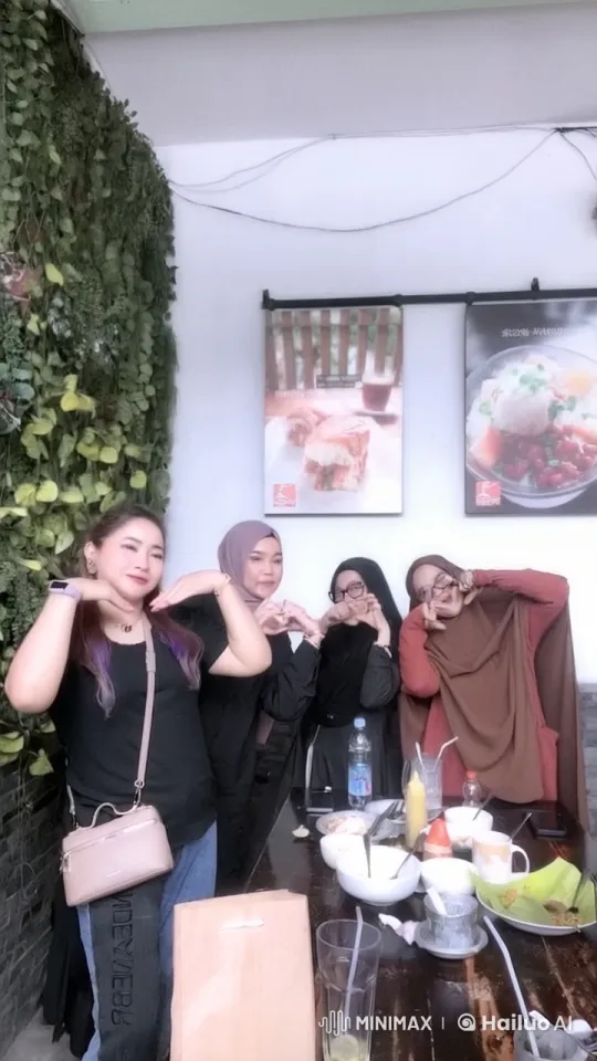 Friends Celebrate Friendship in Lush Green Restaurant – AI Generated Video | Hailuo AI