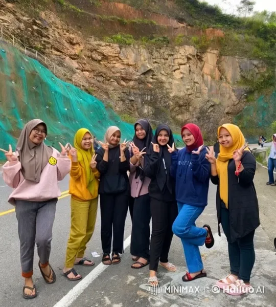 Friends Enjoying a Joyful Moment by a Rocky Cliff – AI Generated Video | Hailuo AI