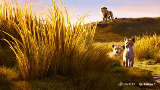 Lion Cub Reunites with Family in Pixar-Style Savannah – AI Generated Video | Hailuo AI