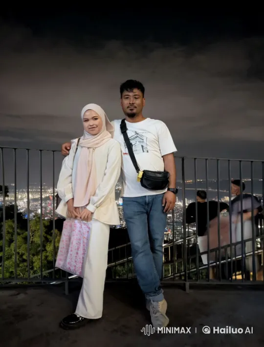 Couple Overlooking Night Cityscape with Romantic Vibe – AI Generated Video | Hailuo AI