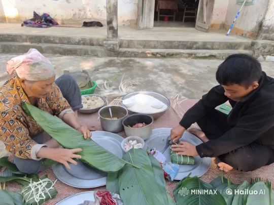 Elderly Woman and Young Man Prepare Traditional Food Together – AI Generated Video | Hailuo AI