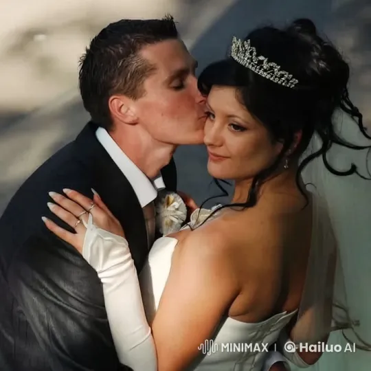 Newlywed Couple's Romantic Kiss on a Sunlit Bridge – AI Generated Video | Hailuo AI