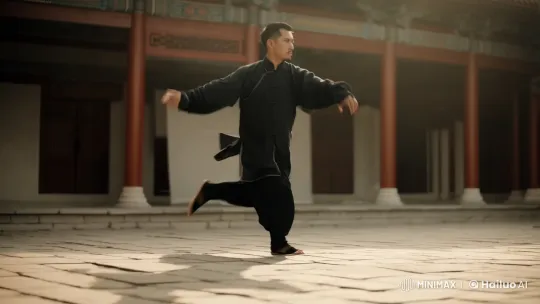 Martial Artist's Graceful Kung Fu in Ancient Chinese Courtyard – AI Generated Video | Hailuo AI