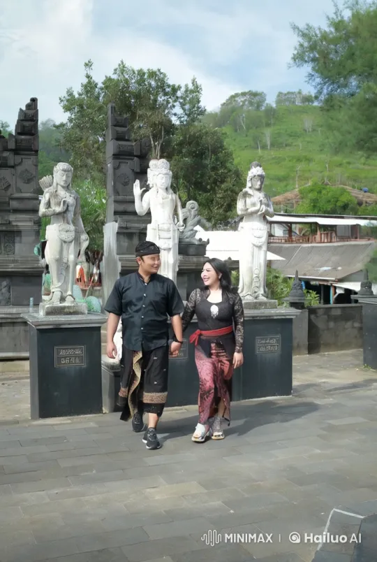 Traditional Couple's Graceful Kungfu Display in Lush Garden – AI Generated Video | Hailuo AI