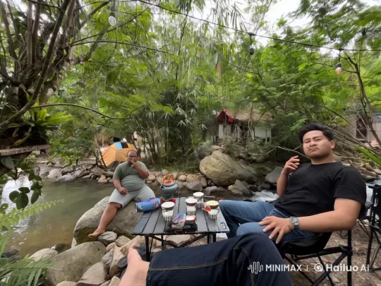 Dynamic Kungfu Display at Serene Riverside Campsite – AI Generated Video | Hailuo AI