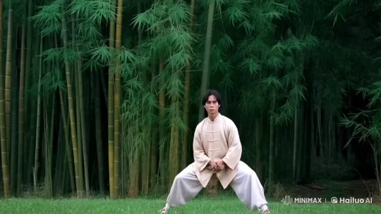 Kung Fu Master Showcases Grace and Power in Bamboo Forest – AI Generated Video | Hailuo AI