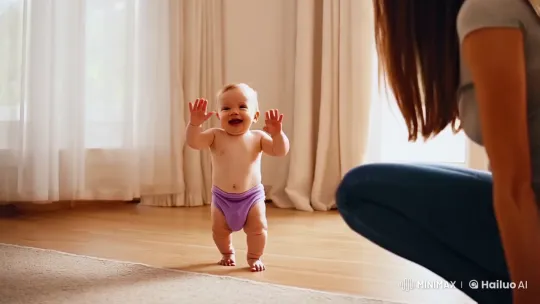 Baby's Joyful Walk into Mother's Embrace – AI Generated Video | Hailuo AI