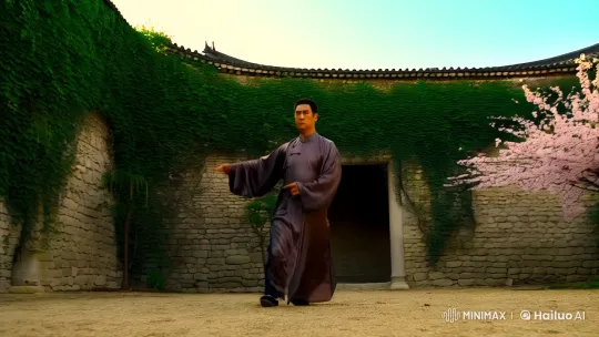 Aesthetic Kung Fu Master in Serene Chinese Courtyard – AI Generated Video | Hailuo AI